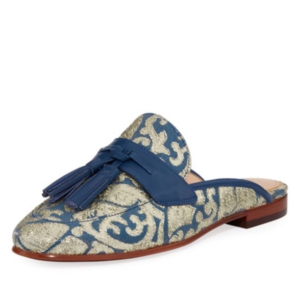 Sam Edelman Shoes - Sam Edelman | Jacquard Gold and Blue Paris Mules
